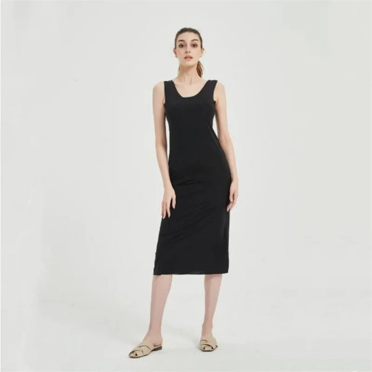 Long Ice Silk Midi Slip | Plus Size Seamless Underdress