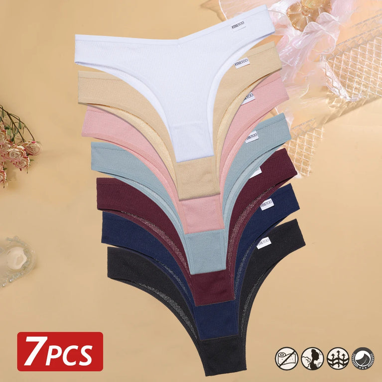 7pc Waffle Cotton Briefs | Sexy V-Waist Brazilian Set