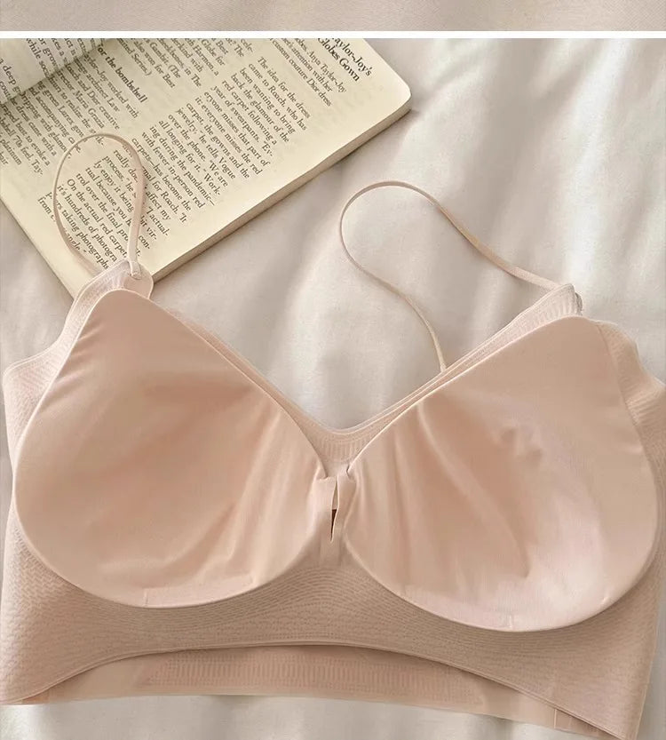 Summer V-Neck Seamless Bralette | Gathered No-Trace Comfort