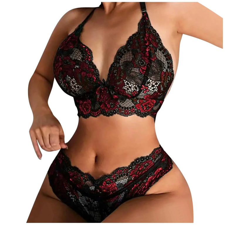 Front Closure Lace Bra & Brief Set – Sexy Two-Piece Lingerie