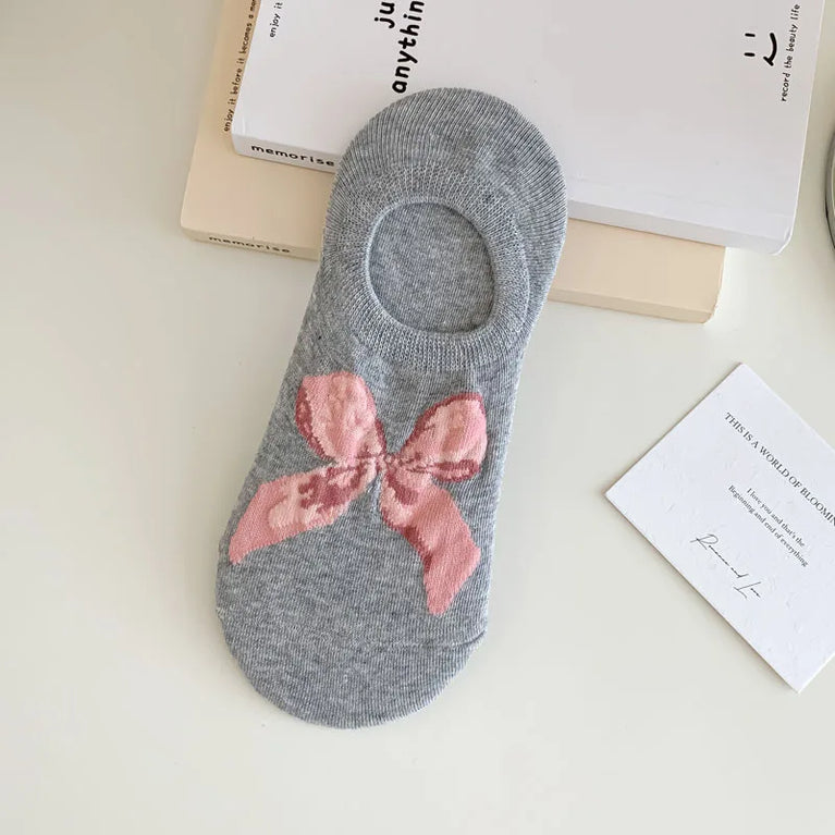 Women’s Invisible Boat Socks Non-Slip Bow Ankle Sock Slippers