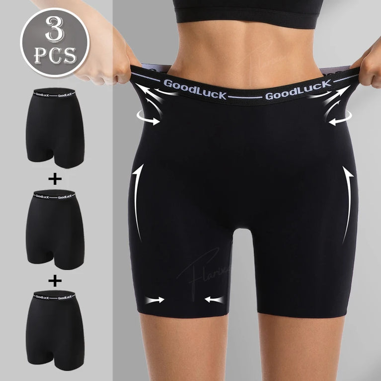 High-Waist Ice Silk Safety Shorts | Anti-Chafing & Invisible Under-Dress Boxer