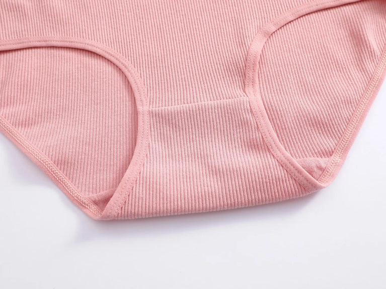 6pc Seamless Cotton Briefs | High-Waist Striped Set