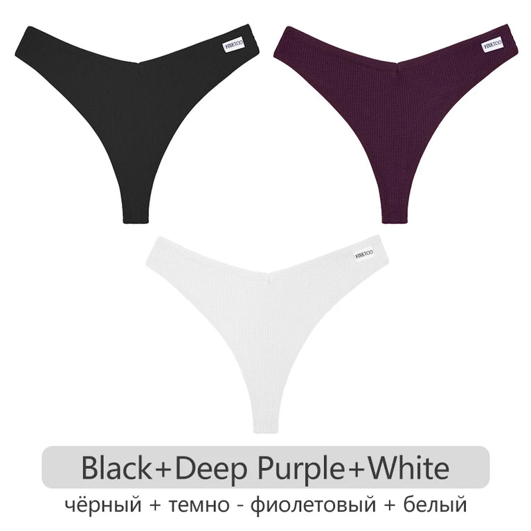 Waffle Cotton Thongs (3-Pack) – Low-Rise Comfortable G-Strings