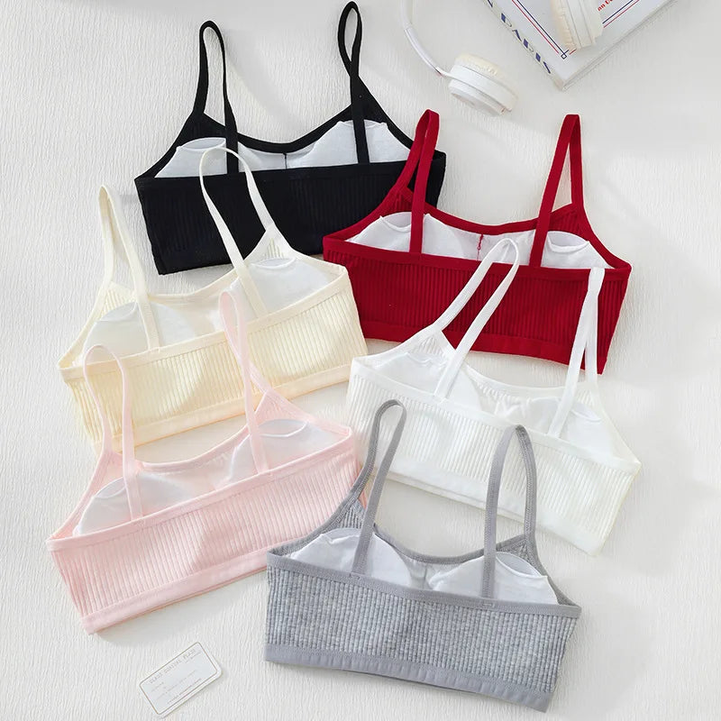 Ribbed Cotton Training Bra | Soft Girls' Sports Vest