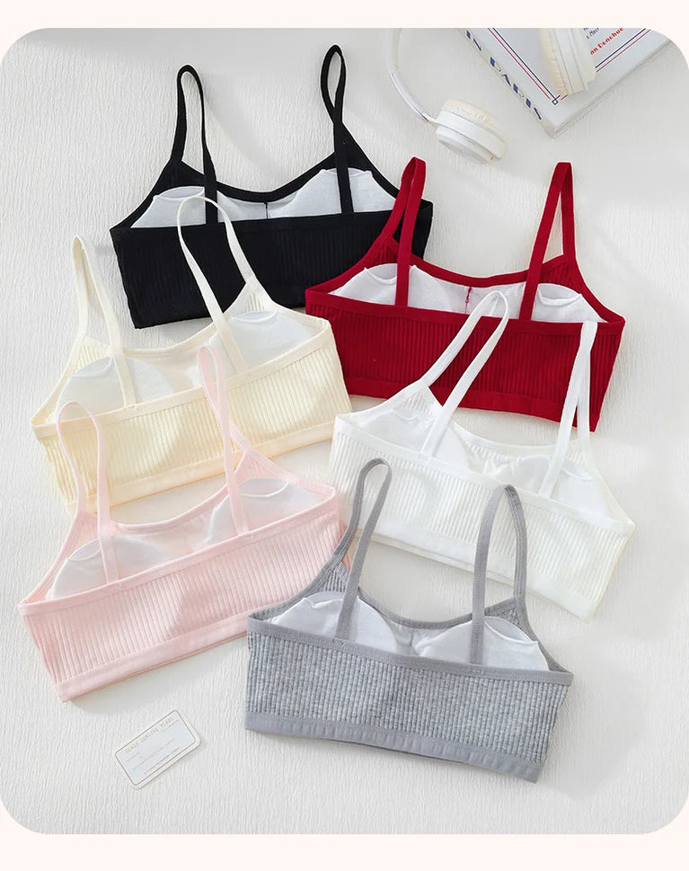 Ribbed Cotton Training Bra | Soft Girls' Sports Vest