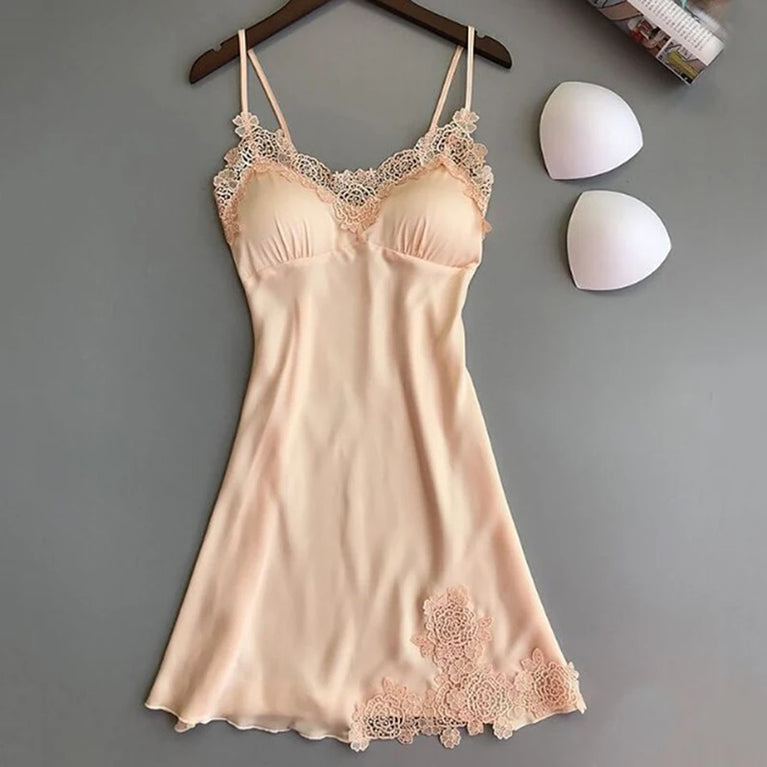 Women’s Sexy Lace Nightdress | Silk-Touch Robe & Briefs Set