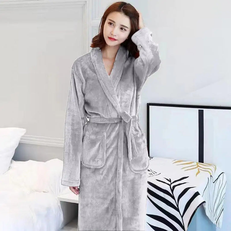 Unisex Fleece Bathrobe | Warm Thick Winter Sleepwear