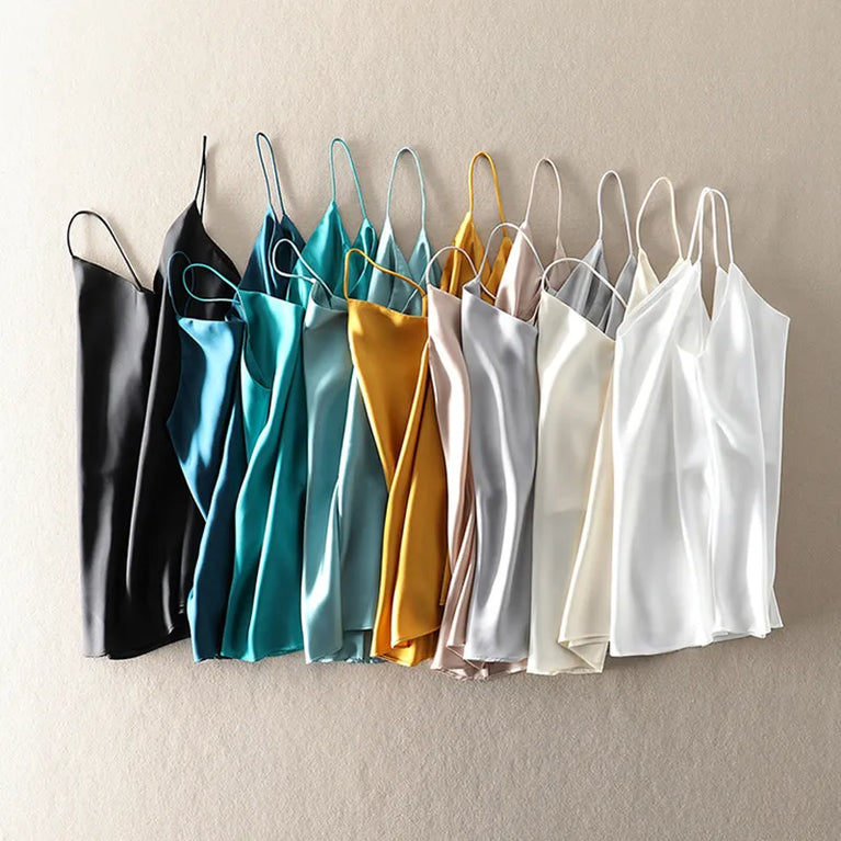 Silk-Satin Summer Camisole | Backless V-Neck Sleeveless Tank