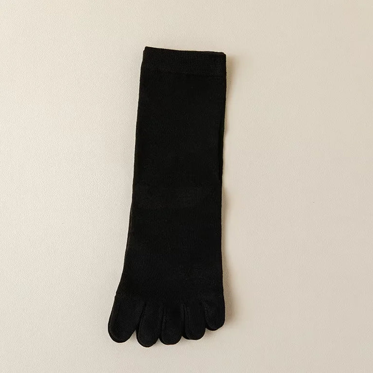 Women Cotton Five Toe Breathable Middle Tube Casual Socks