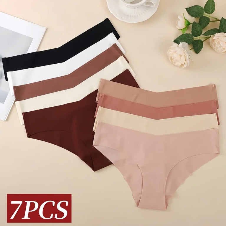 Seamless V-Waist Briefs (7-Pack) – Invisible Ice Silk Low-Rise Underwear
