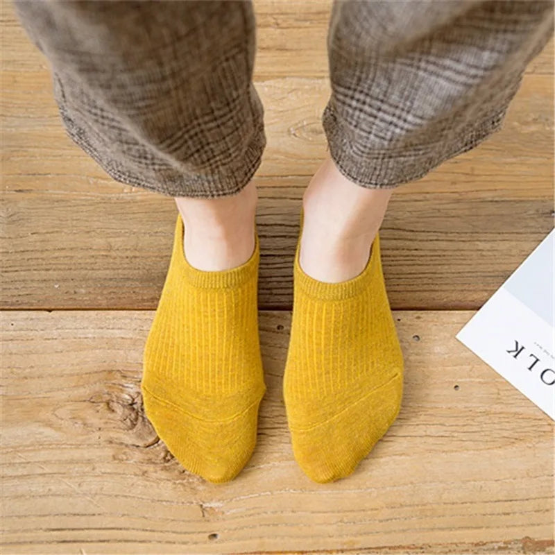 5-Pairs Invisible Boat Socks | Ultra-Thin Non-Slip Cotton Set