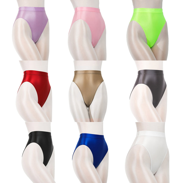 Elegant Women's Panties Glossy Breathable Underwear Sexy Lingerie High Waist Briefs Satin Underpants Knickers Swimsuit Bottoms