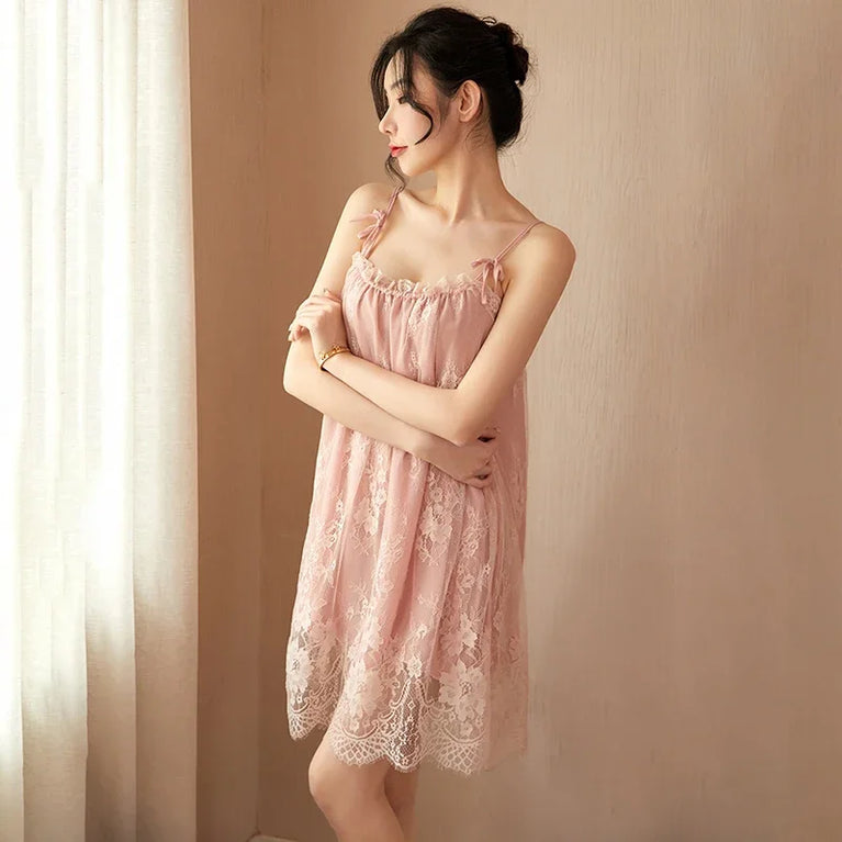 Women’s Lace Sling Nightdress | Sexy Sleeveless Summer Nightgown