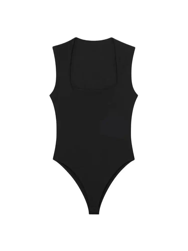 Square Neck Sleeveless Bodysuit | Sexy Fashion Skinny Playsuit