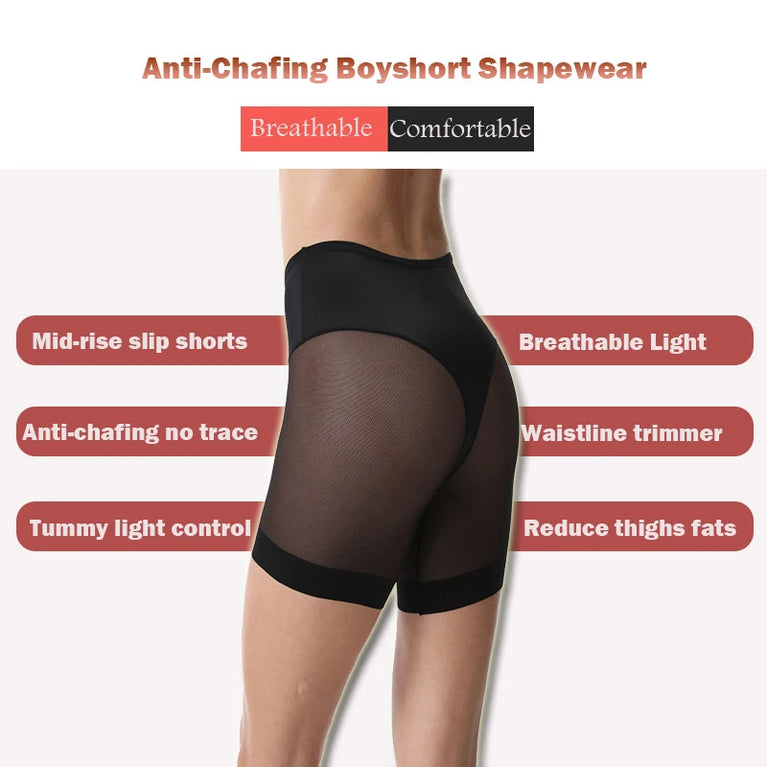 Women's Seamless Safety Shorts – High-Waist Anti-Friction Mesh Panties