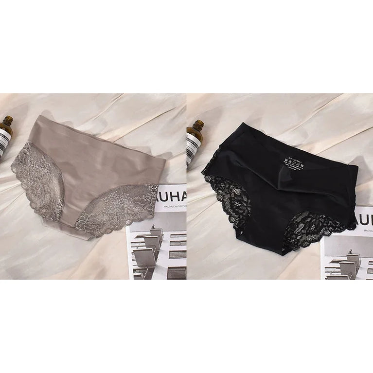 Silk-Satin Lace Briefs | Sexy Seamless Plus Size Lingerie