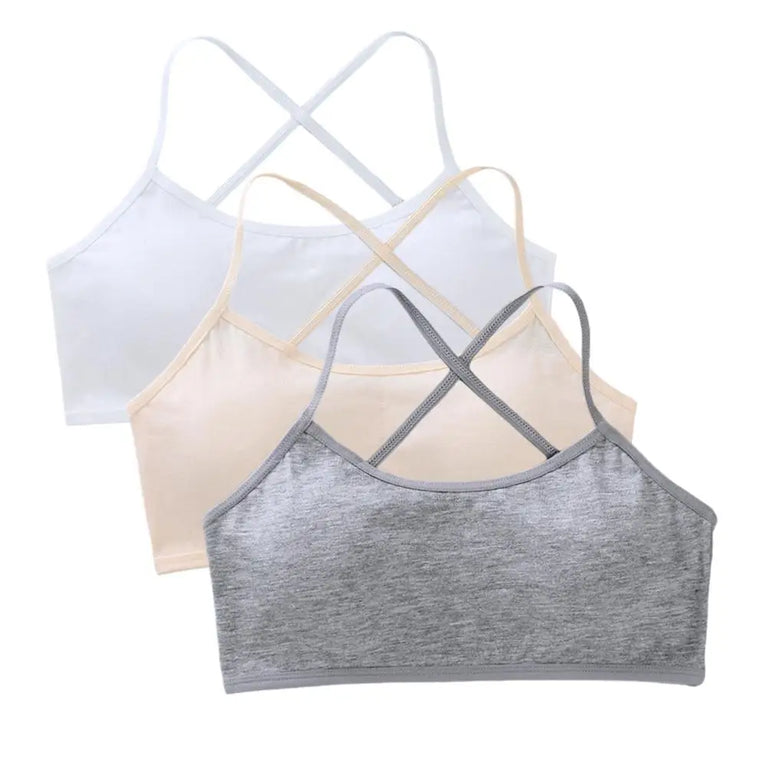 3-Pack Cotton Training Bras | Soft Teen First Camisole