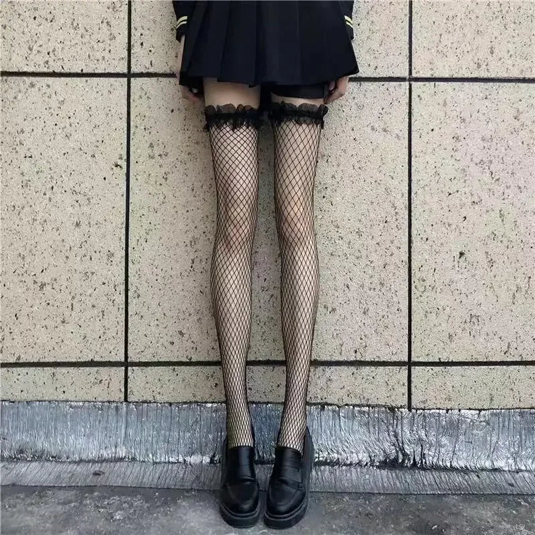 Women Over The Knee Lace Thigh High Socks Transparent Hosiery