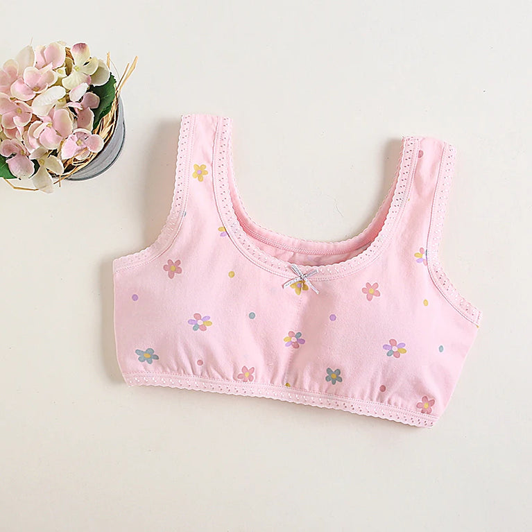 Girls' Purple Floral Cotton Training Bra Set
