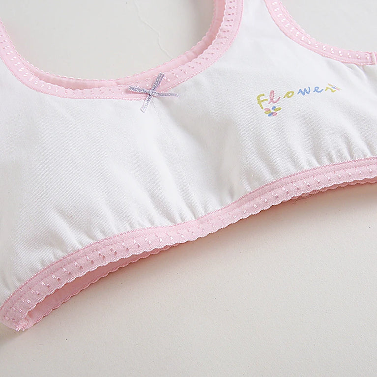 Girls' Purple Floral Cotton Training Bra Set