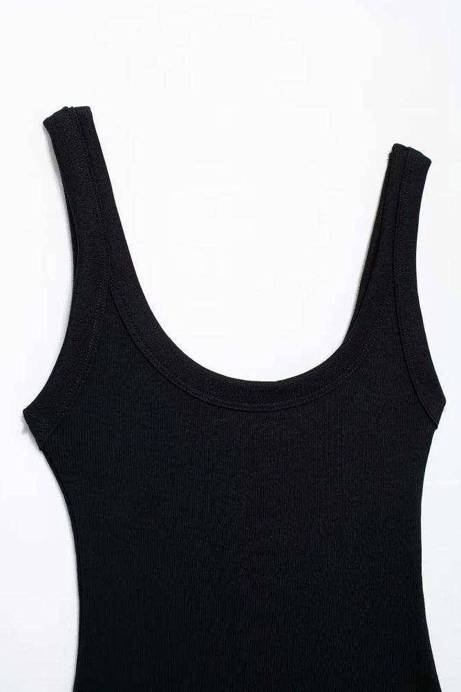 Ribbed Backless Bodysuit | Sexy O-Neck Snap Playsuit