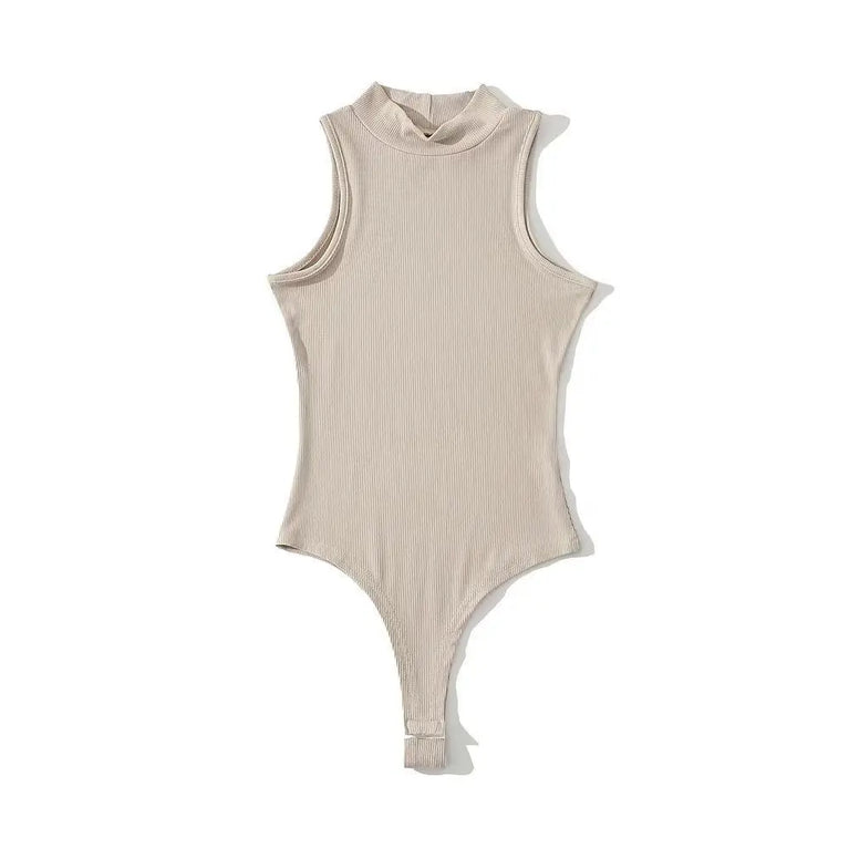 Turtleneck Sleeveless Knit Bodysuit | Summer Y2K High-Stretch Slim Fit