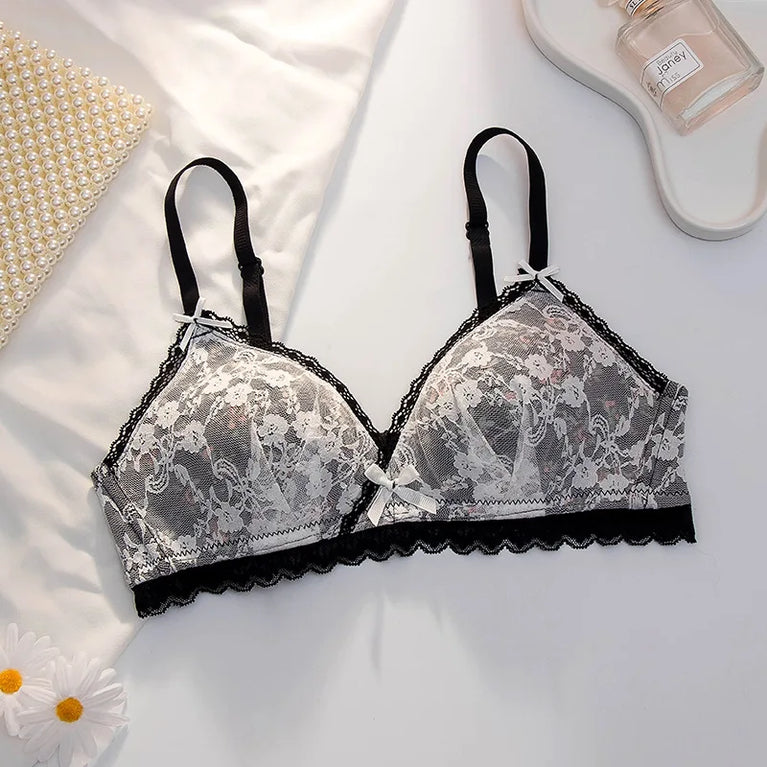 French Lace Bralette | Seamless Transparent Lingerie