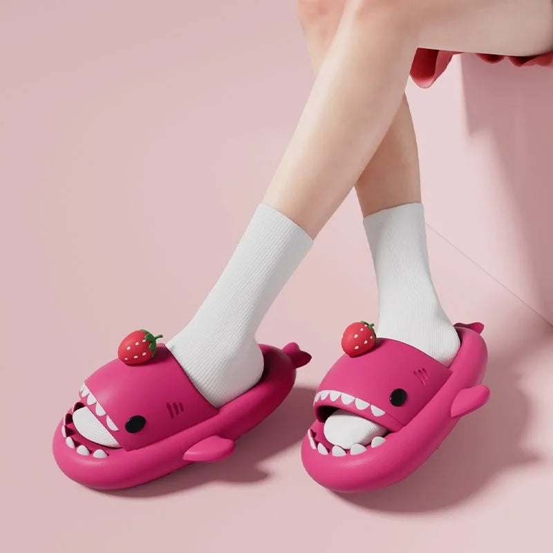 Glow-in-the-Dark Shark Slides | Thick Platform Summer Mules