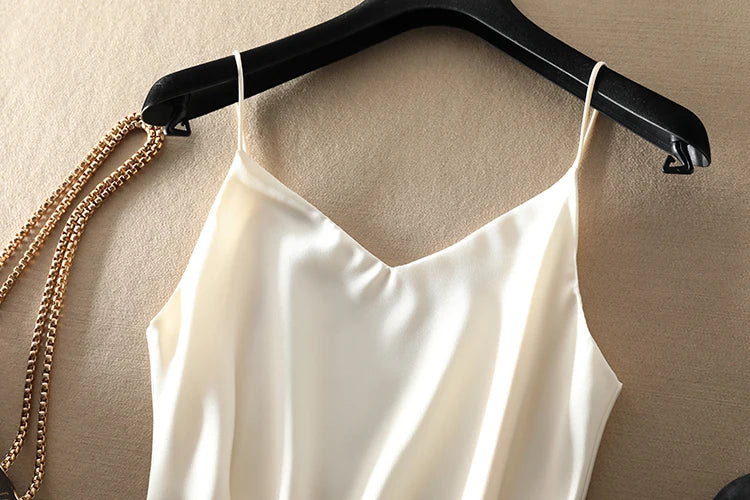 Silk-Satin Summer Camisole | Backless V-Neck Sleeveless Tank