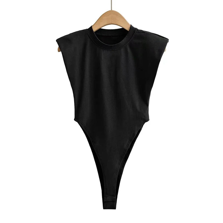Padded Shoulder Sleeveless Bodysuit | 2026 Summer Bodycon Essential