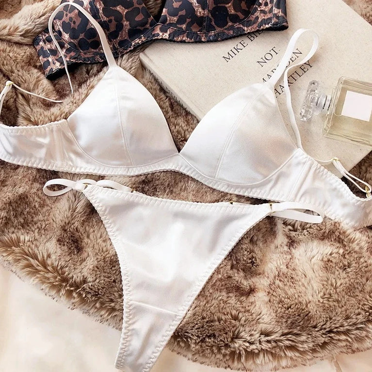 Leopard Print Push Up Bra & Brief Set – Sexy Wire-Free Lingerie
