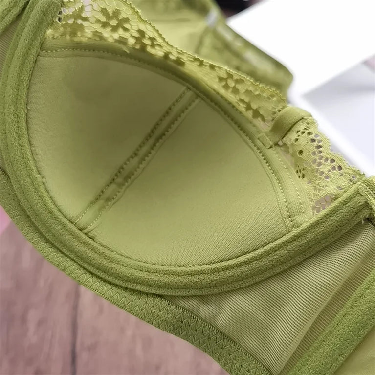 French Lace Embroidery Bra Set | Romantic Summer Green Duo