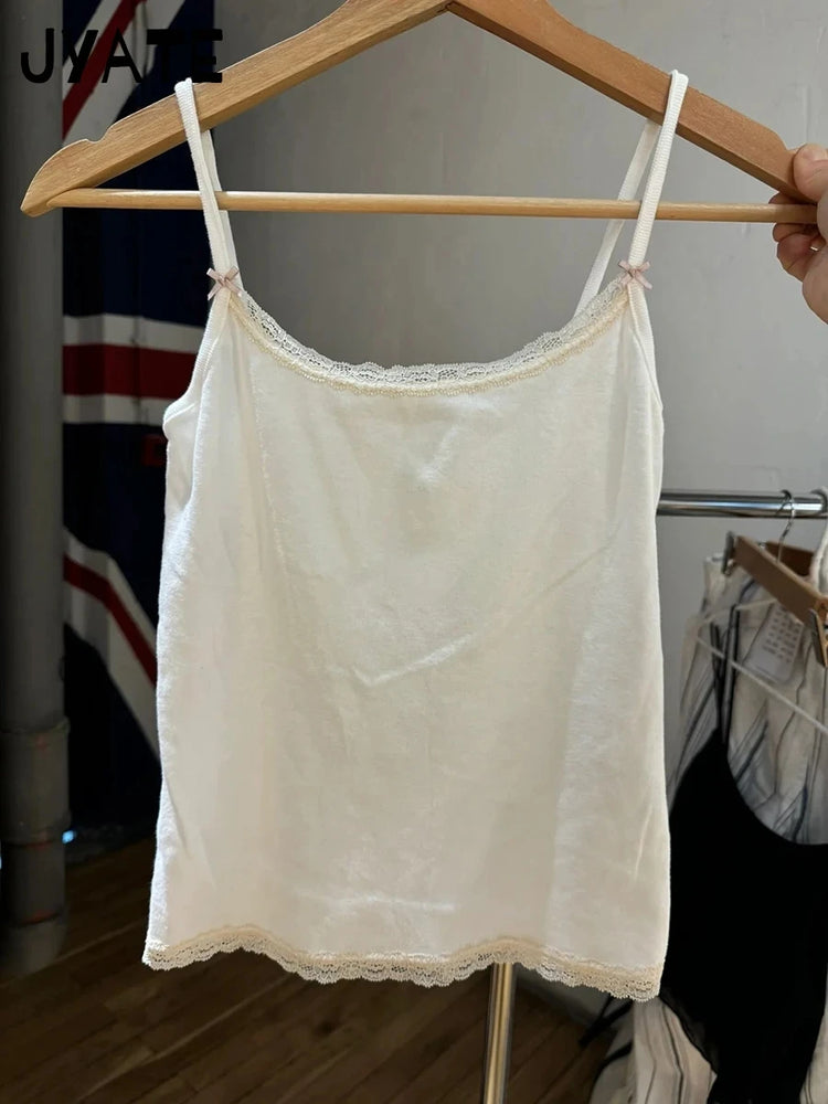 Vintage Lace Patchwork Tank Top | Sweet Y2K Summer Camisole