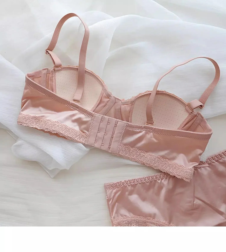 Luxury Satin Deep V Bra | Soft Steel-Free Push-Up Lingerie