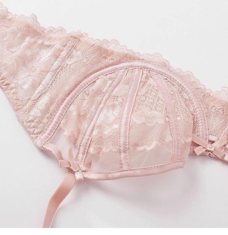 French Floral Lace Bra Set | Ultra-Thin Underwire Minimiser