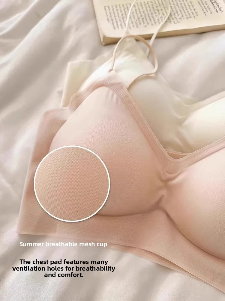 Summer V-Neck Seamless Bralette | Gathered No-Trace Comfort