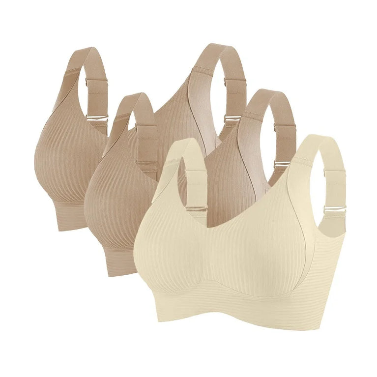 3PCS OllyMurs Push-Up Bra | Seamless V-Neck Wireless Fit
