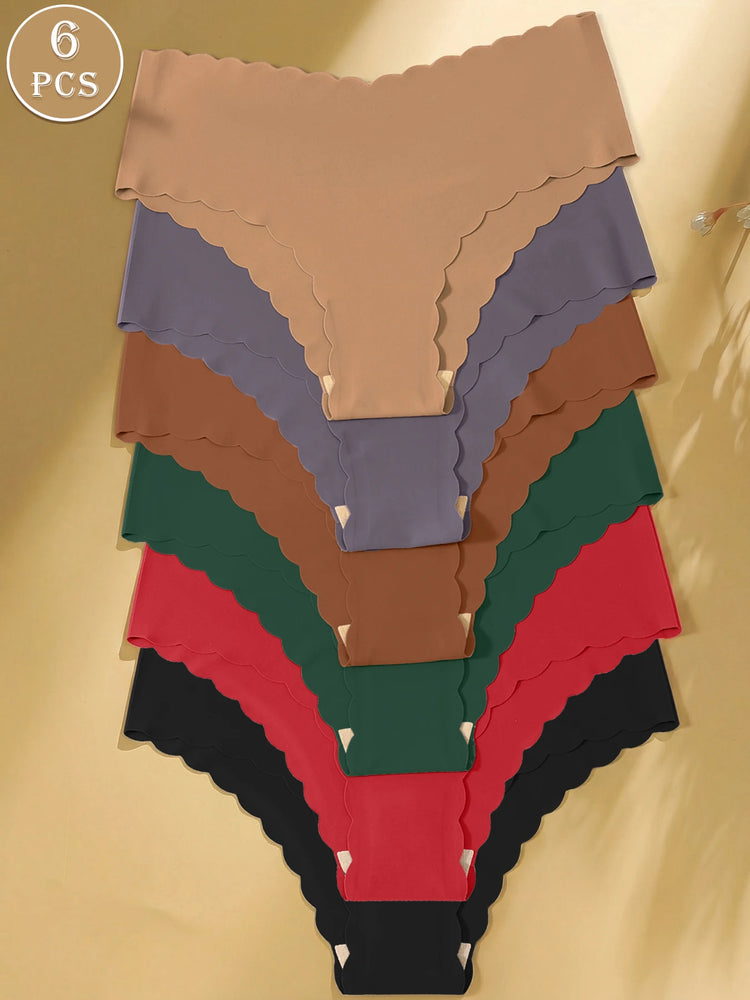 6pc Seamless Scalloped Briefs | No-Show Comfort Invisible Set