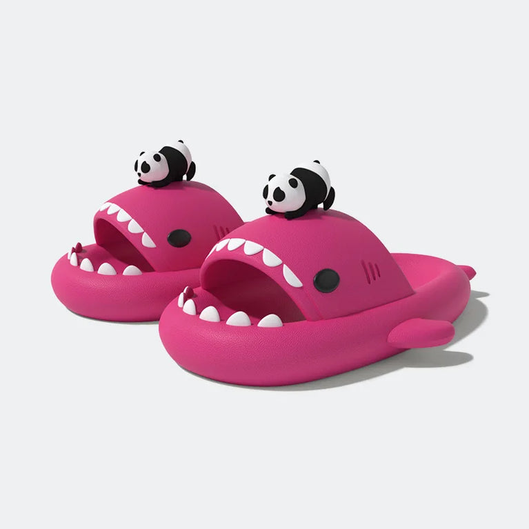 Glow-in-the-Dark Shark Slides | Thick Platform Summer Mules
