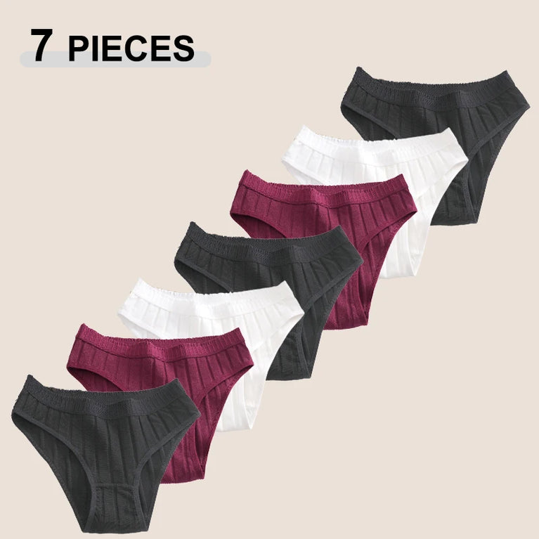 7pc Cotton Briefs | Seamless Mid-Rise Stripe Set