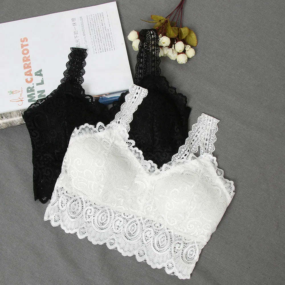 Lace Crochet Padded Bralette | Sexy V-Neck Modal Tank Top