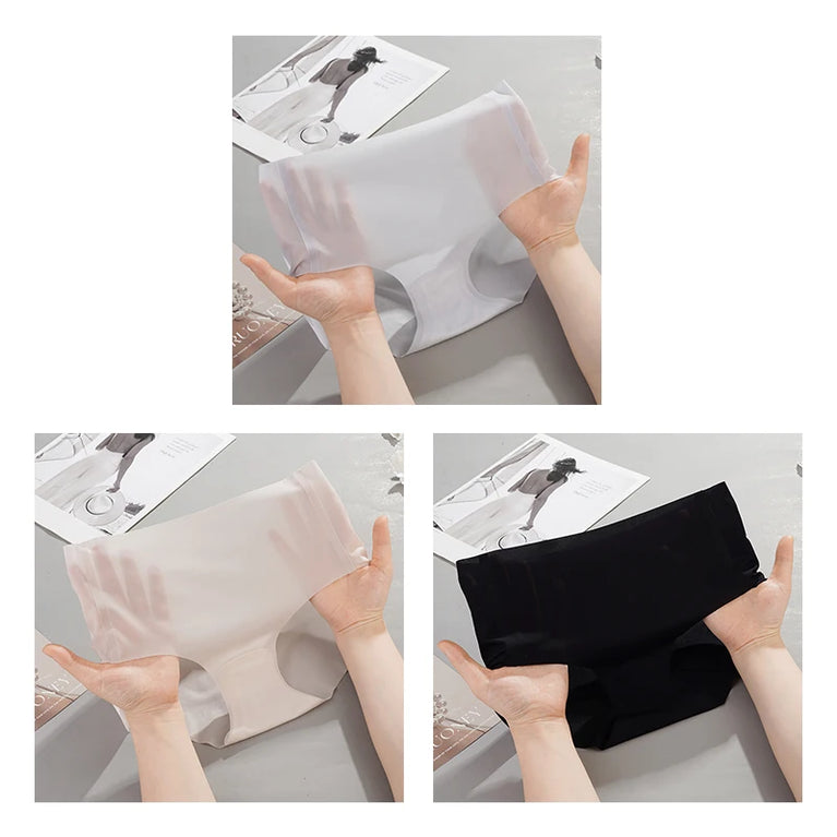 Ice Silk Seamless Briefs (3-Pack) – Low-Rise Ultra-Thin Quick-Dry Panties