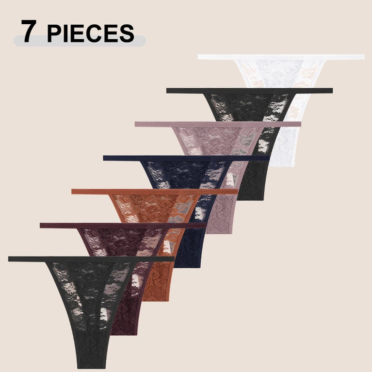 7pc Lace G-Strings | Floral Low-Rise Sexy Thongs