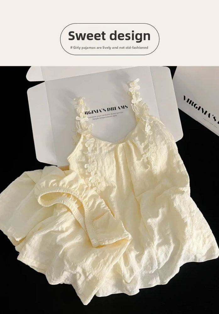 Women’s Sexy V-Neck Pajama Set | Summer Sleeveless Nightwear