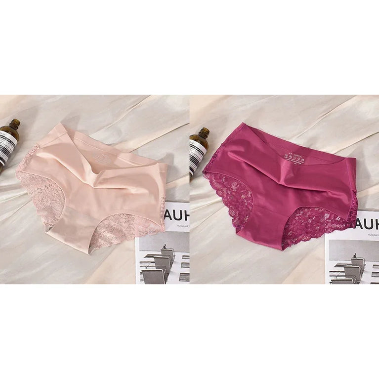 Silk-Satin Lace Briefs | Sexy Seamless Plus Size Lingerie
