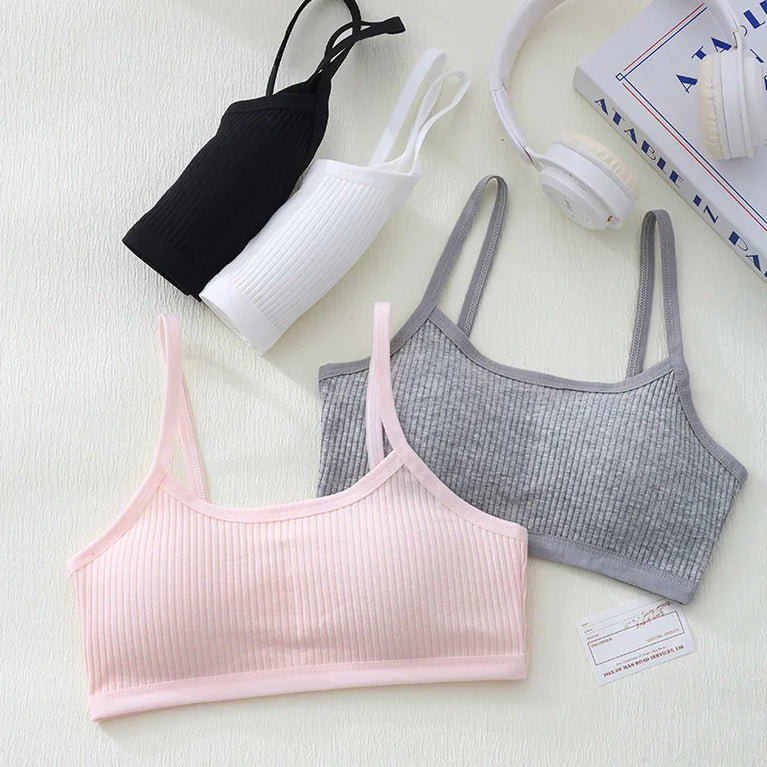 Ribbed Cotton Training Bra | Soft Girls' Sports Vest