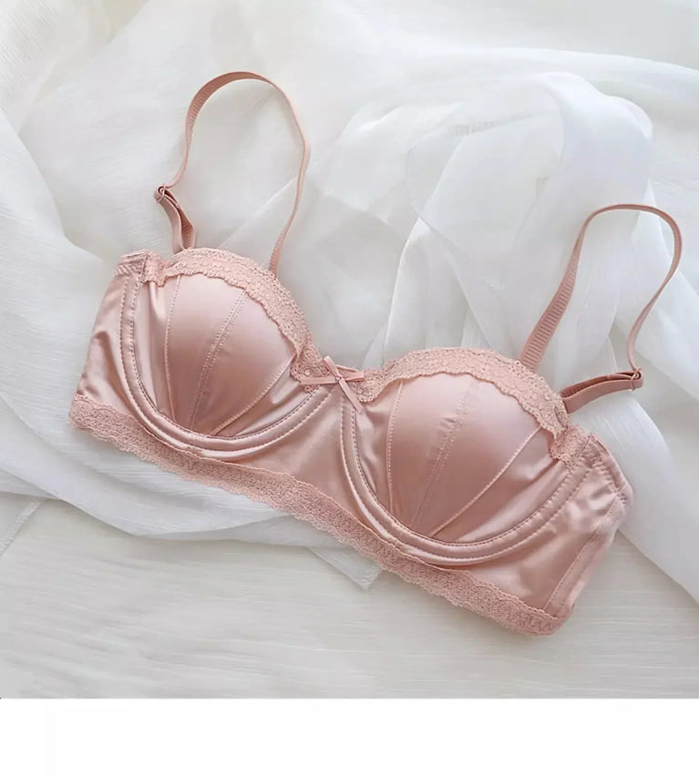 Luxury Satin Deep V Bra | Soft Steel-Free Push-Up Lingerie