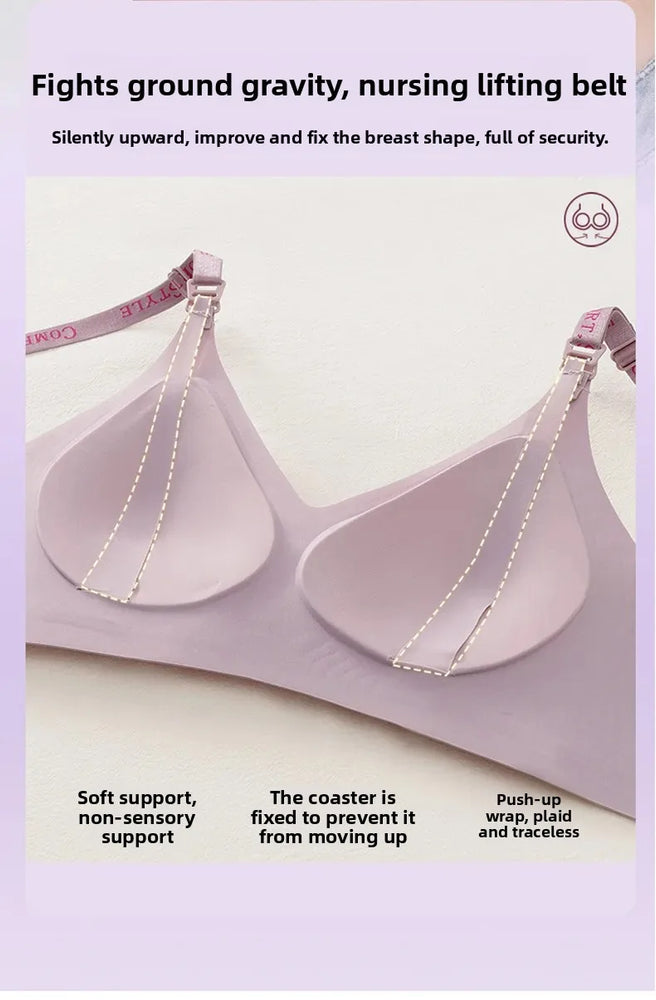 Seamless Letter-Strap Nursing Bra | Anti-Sagging Summer Fit