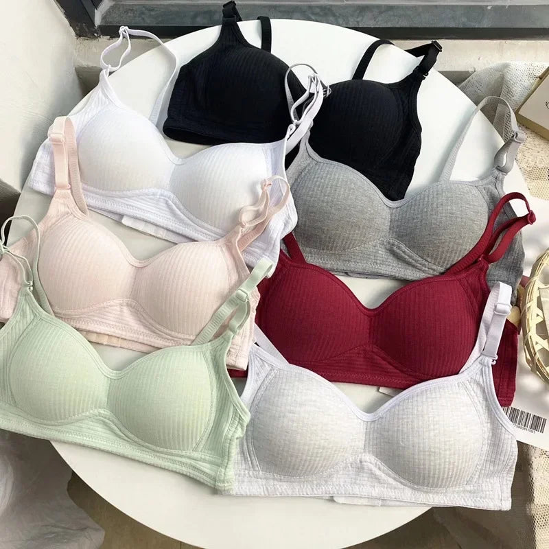 Seamless Cotton V-Neck Bralette | Wireless Summer Push-Up